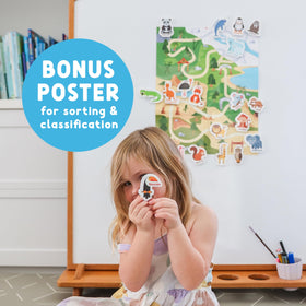 Curious Columbus waterproof magnets wipe clean after splashy play sessions