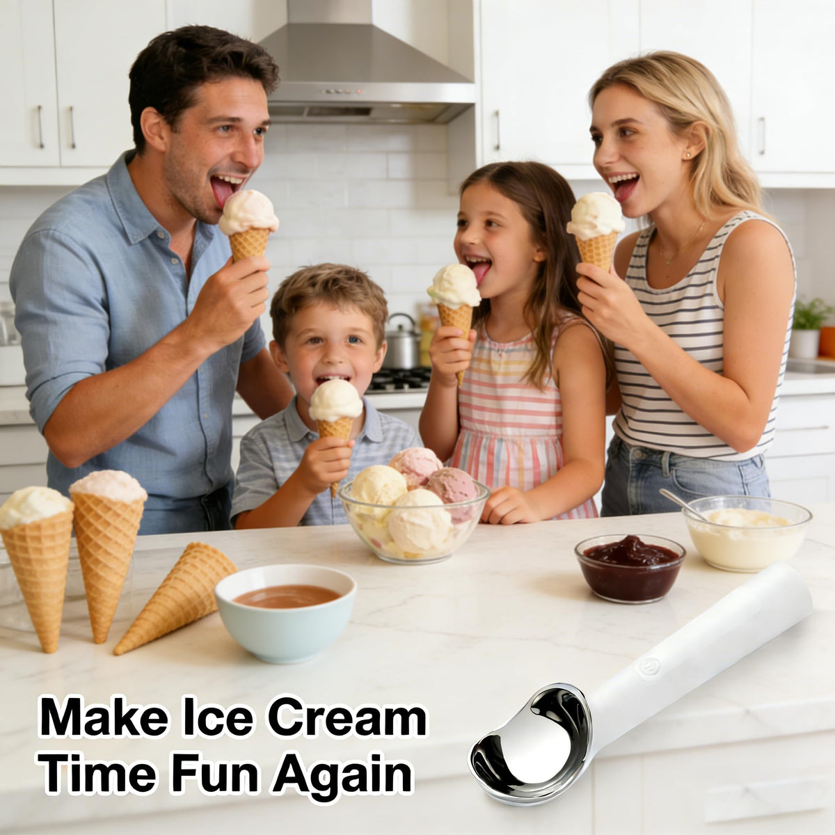 Curloni ice cream scoop with auto shutoff adds peace of mind