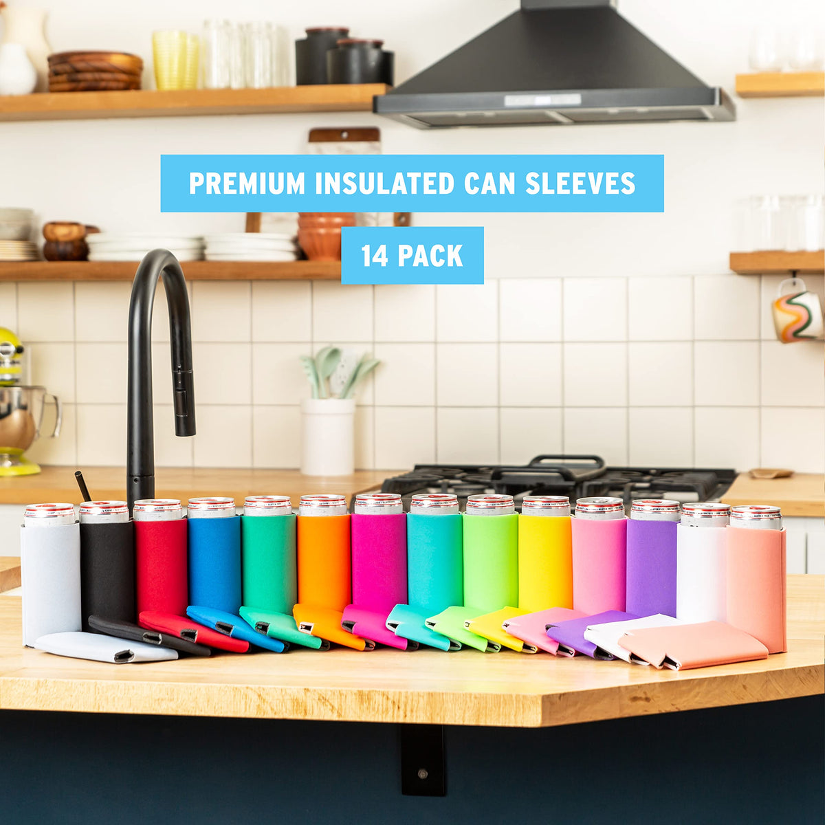 Current Co slim can cooler sleeve with 4mm polyfoam insulation keeps drinks comfortable.