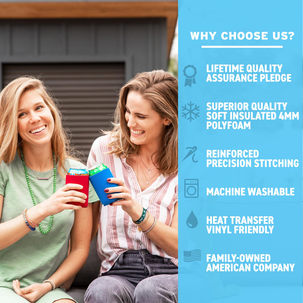 Soft foam insulation and soft outer fabric keep drinks and hands comfortable