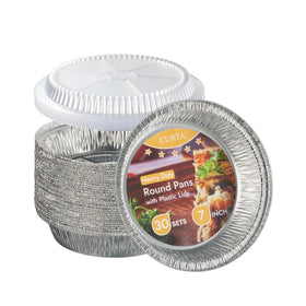 CURTA 7in round aluminum foil pan with clear lid for easy meal prep and transport.