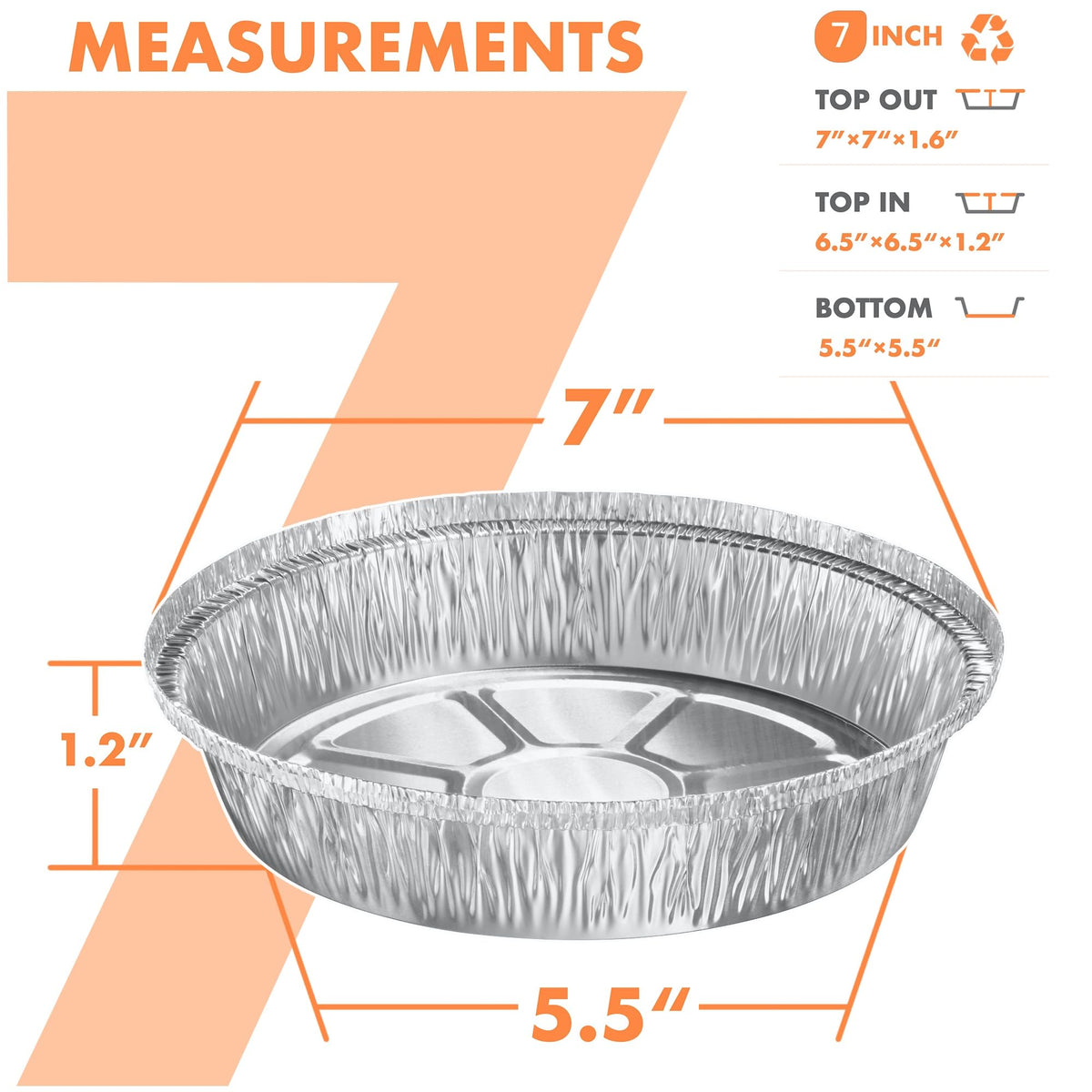 CURTA heavy-duty 7in round foil pan with clear lid, ideal for baking and leftovers.