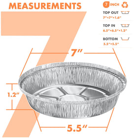 CURTA heavy-duty 7in round foil pan with clear lid, ideal for baking and leftovers.