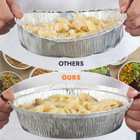 CURTA disposable pan with clear lid, convenient for parties and events.