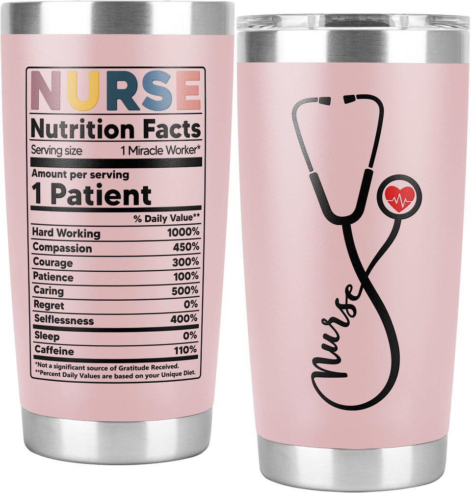 CURTIZON Nurse Nutrition Facts tumbler top view showing design and size for daily use
