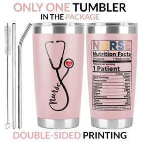 CURTIZON Nurse Nutrition Facts tumbler with lid for on-the-go hydration