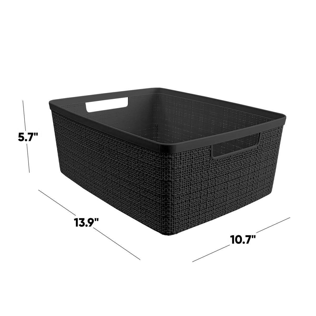 Curver decorative jute-texture basket closeup highlights durable resin and easy maintenance.