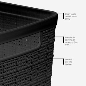 Curver open-shelf storage basket fits kitchen, bathroom, or office setups.