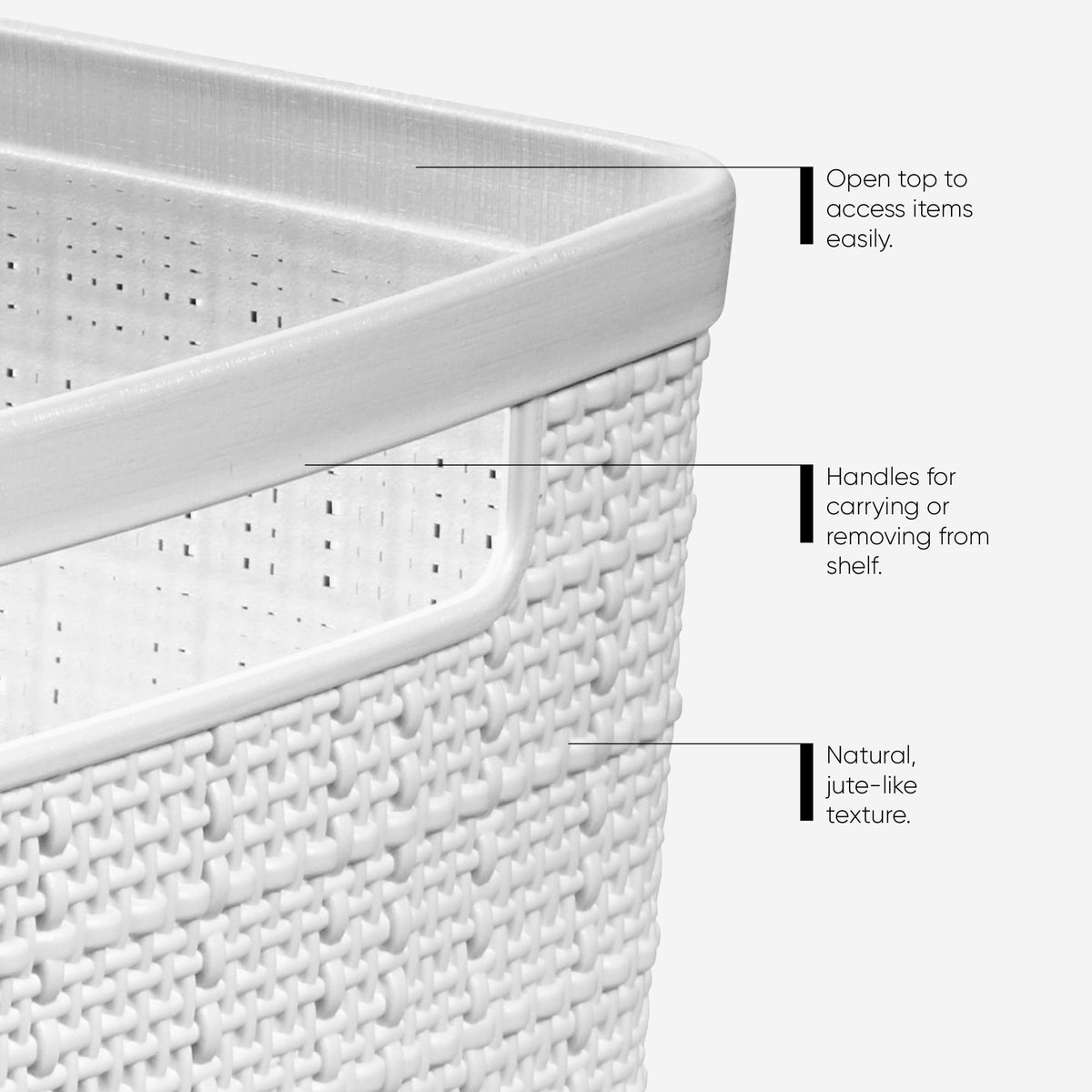 Curver set6 white basket in drawer storage for clutter-free spaces.