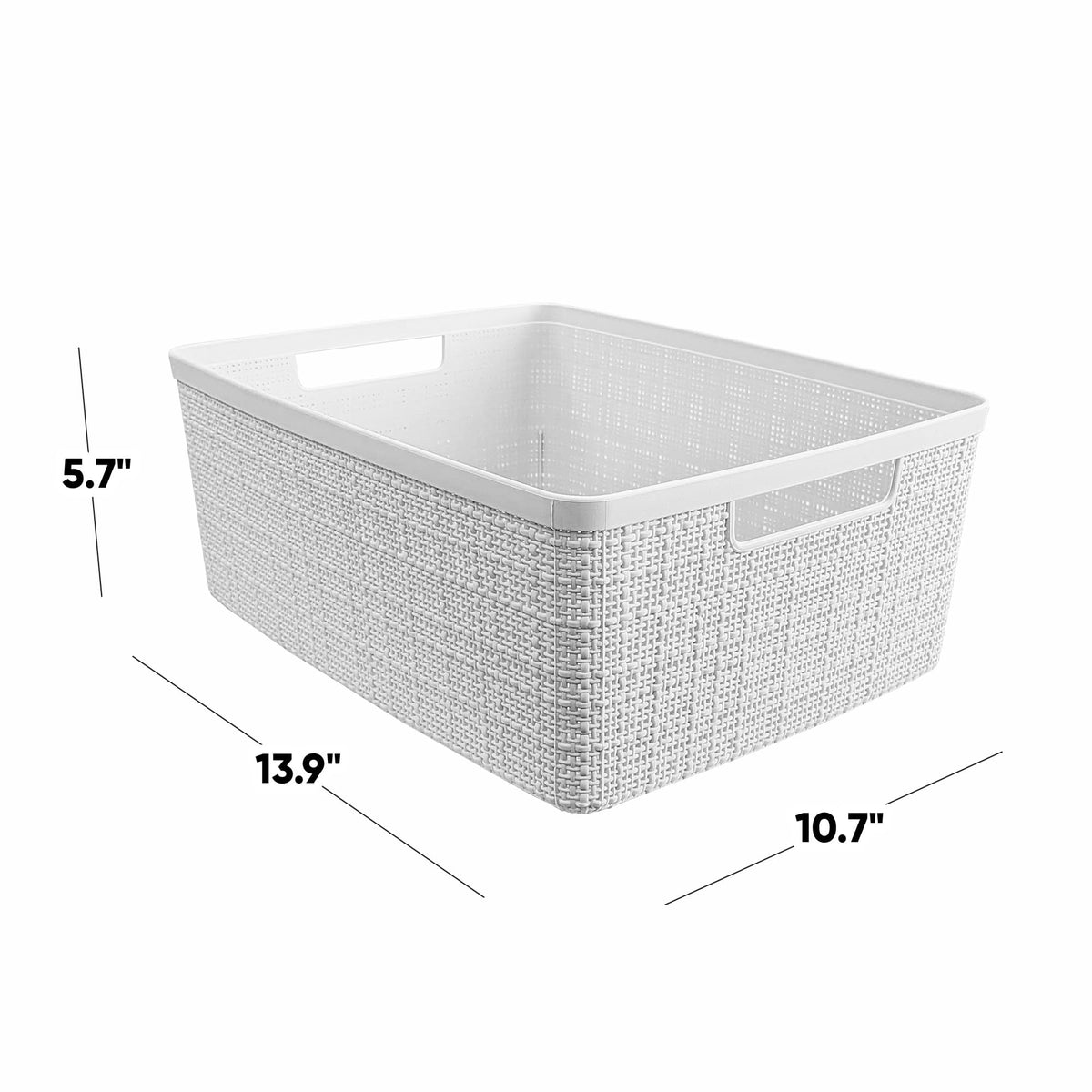Curver set6 white basket on kitchen counter for quick pantry organization.