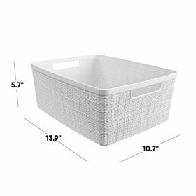 Curver set6 white basket on kitchen counter for quick pantry organization.