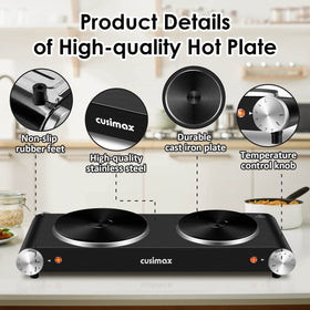 CUSIMAX 1800W power control dial for precise heat.