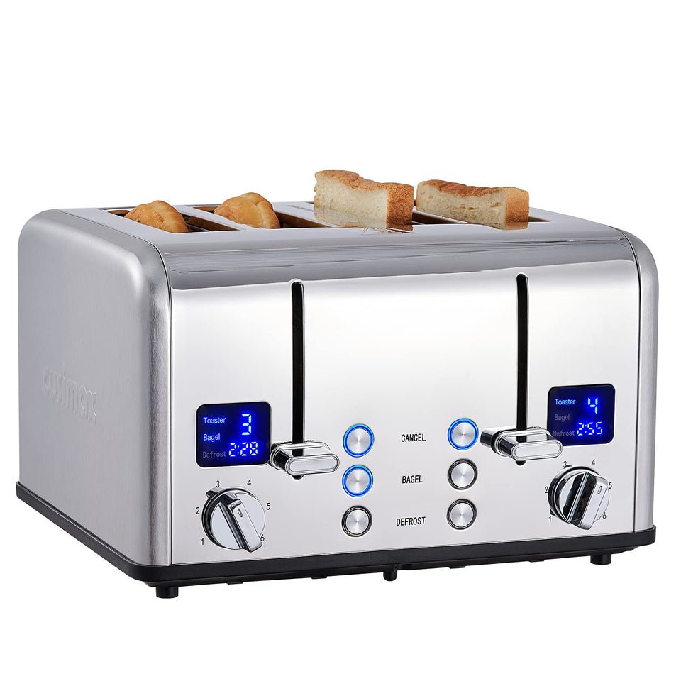 CUSIMAX 4-Slice Toaster front view in stainless steel for modern kitchens
