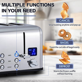 CUSIMAX removable crumb tray simplifies cleanup after breakfast
