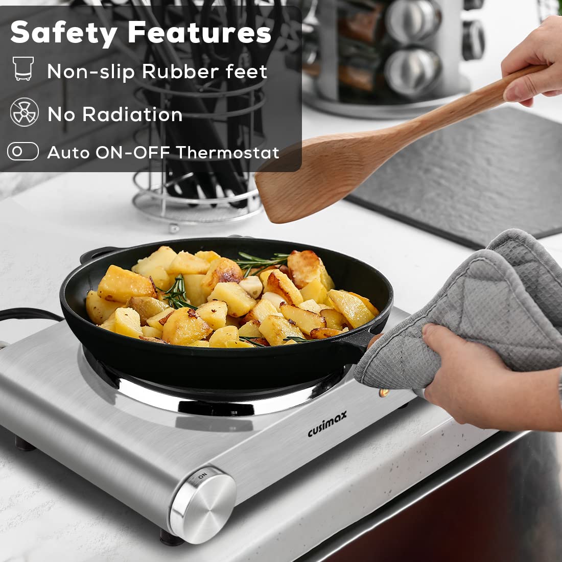 CUSIMAX cast iron cooktop provides even heating