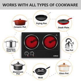 CUSIMAX ceramic infrared cooktop surface ready for various cookware types.