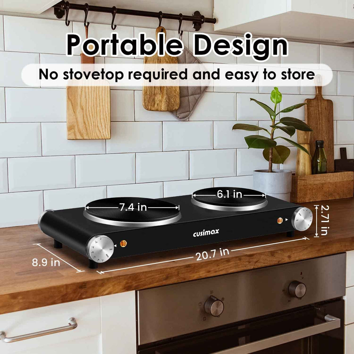 CUSIMAX cookware compatibility with aluminum, copper, cast iron, and stainless pans.