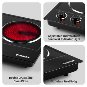 CUSIMAX double burner right panel showing independent control for separate tasks.