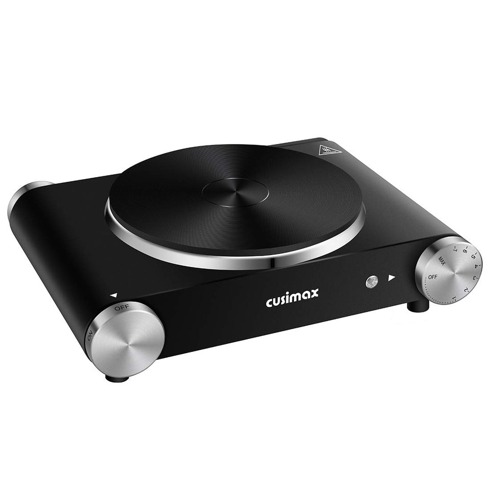 CUSIMAX electric hot plate with a compact cooking surface, ideal for small kitchens.