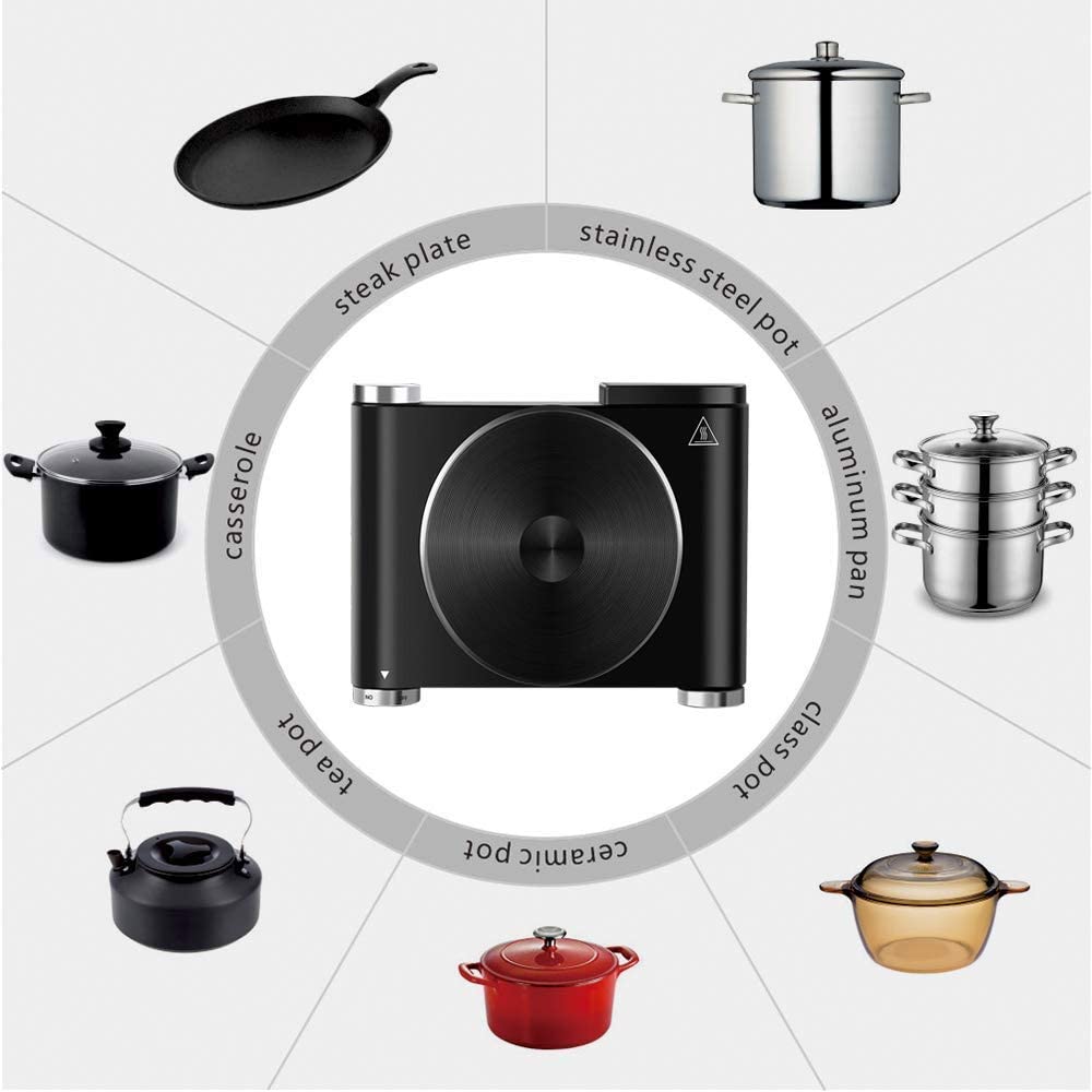 CUSIMAX hot plate with cast iron cookware compatible for versatile cooking