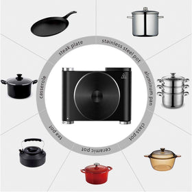 CUSIMAX hot plate with cast iron cookware compatible for versatile cooking