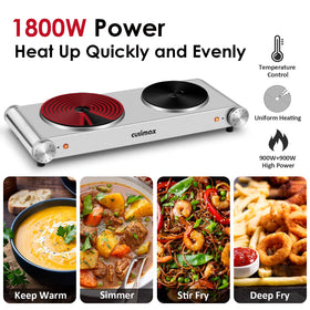 CUSIMAX hot plate cast-iron pan heat zone, compatible with heavy pots for even heating.