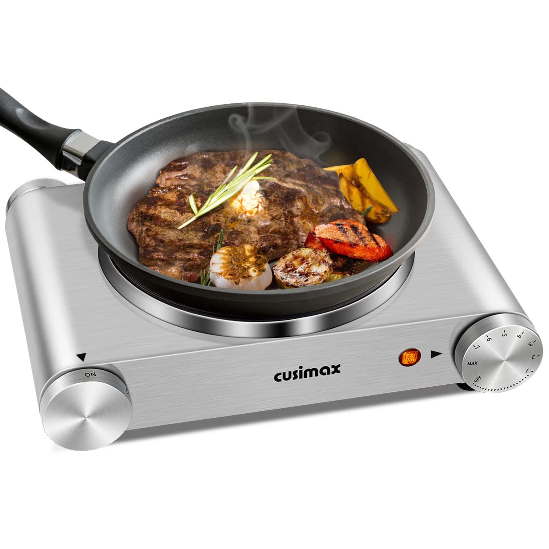 CUSIMAX hot plate compact silver for quick meals in small spaces