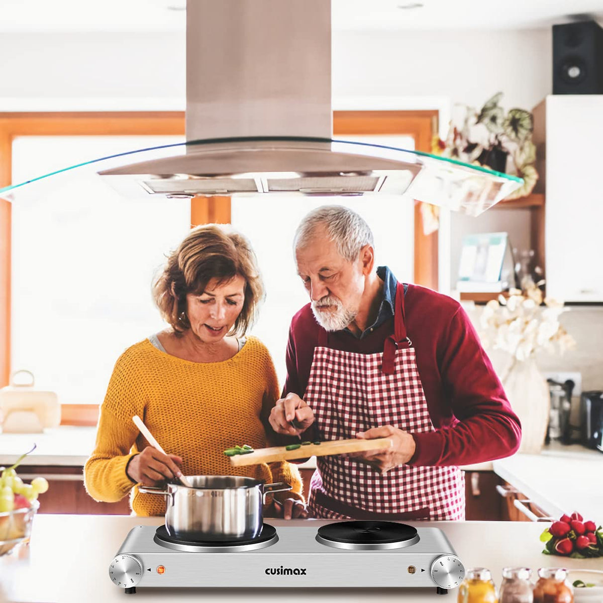 CUSIMAX hot plate compact storage, fits narrow spaces and travel needs.
