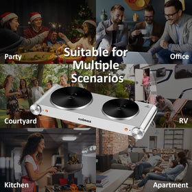 CUSIMAX hot plate works with all cookware, from cast iron to aluminum.