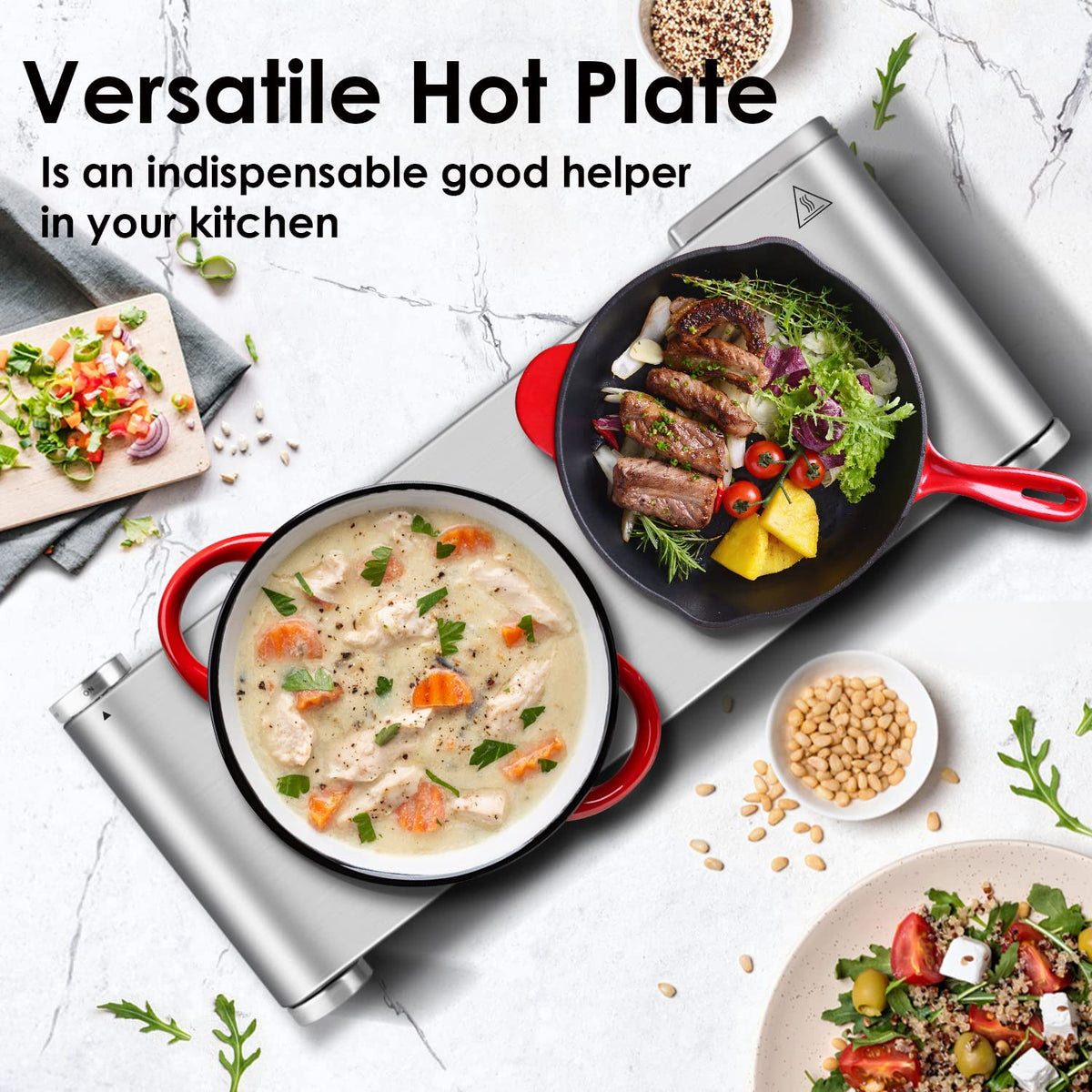 CUSIMAX hot plate easy-clean stainless steel body for quick wipe-downs after cooking.