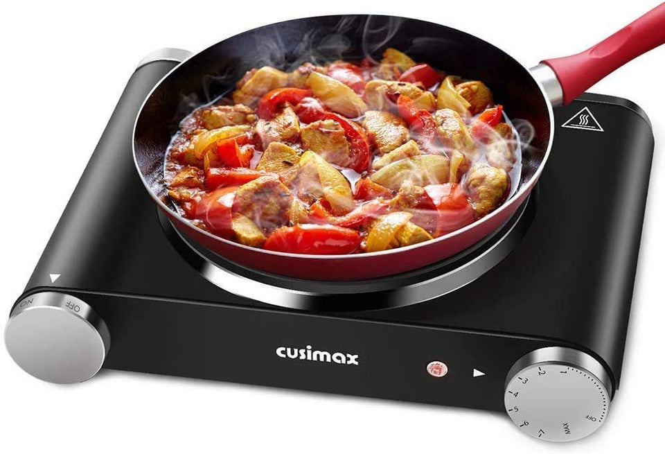 CUSIMAX hot plate top-view on counter showing compact design for small kitchens