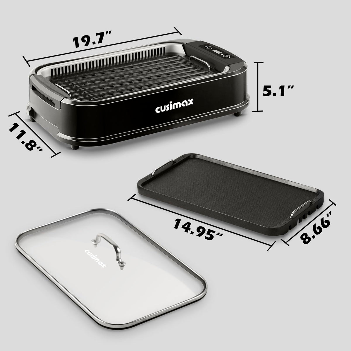 CUSIMAX non-stick heating plate ensures easy food release.
