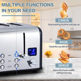 CUSIMAX removable crumb tray for easy cleanup after toasting.