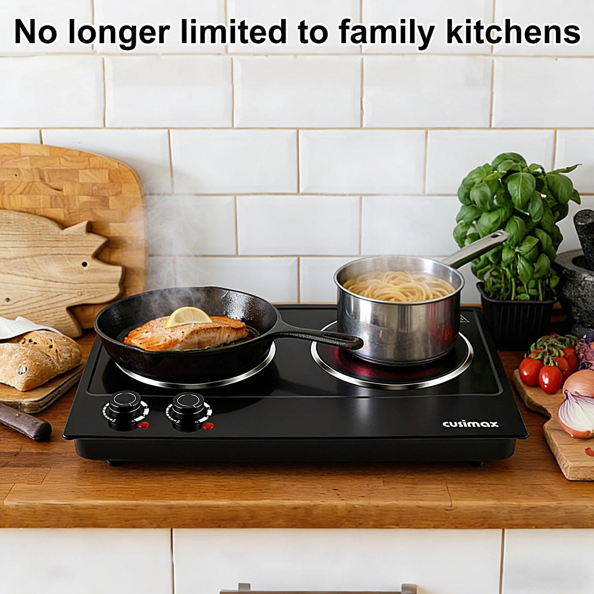 CUSIMAX cooking in tight spaces demonstrating efficient two-zone setup.