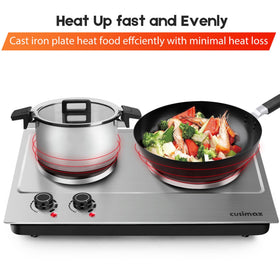 CUSIMAX thermostat control knob enables stable temperatures during meals.