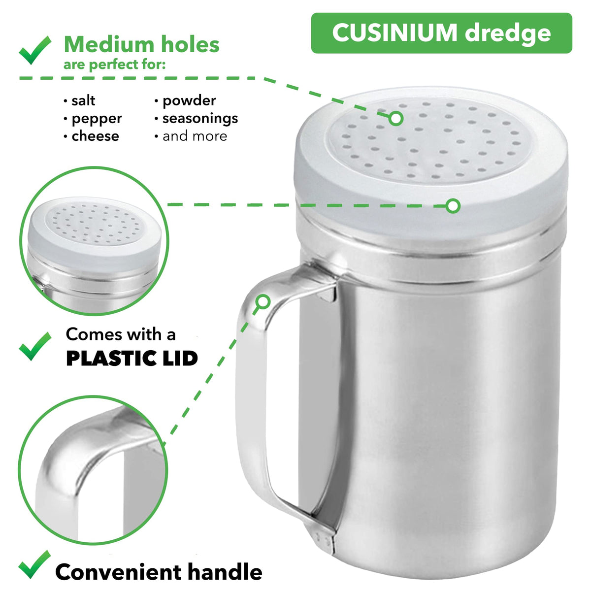 CUSINIUM 14-ounce dredge with medium holes ideal for spices