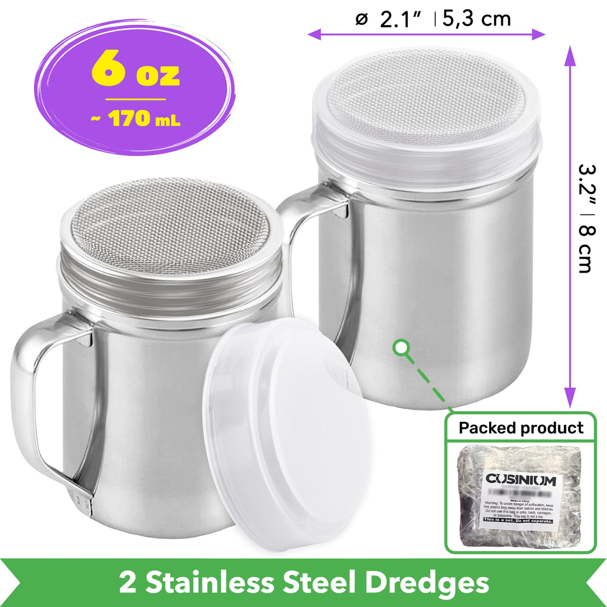 CUSINIUM cinnamon shaker with fine mesh for coffee toppings and desserts