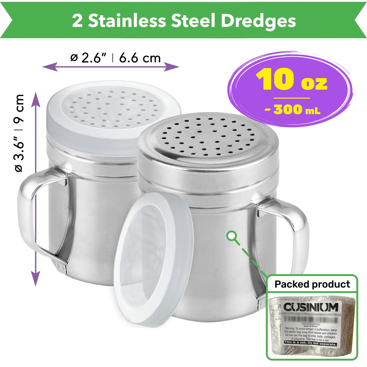 CUSINIUM dredge lid with twist-off cap keeps spices fresh and moisture out