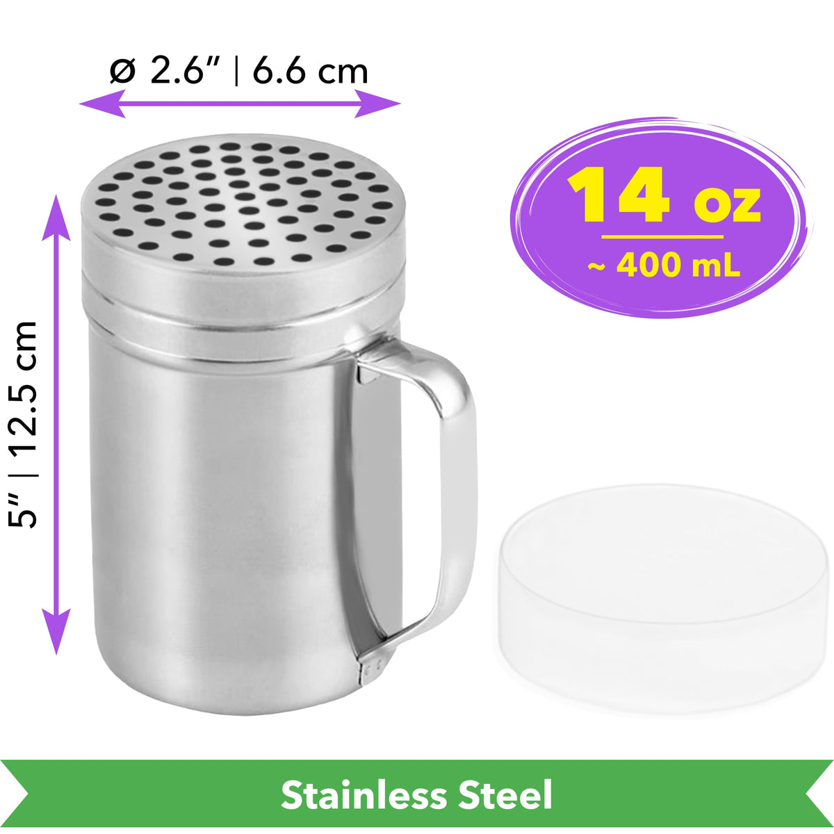 CUSINIUM parmesan shaker twist-off lid for quick filling.