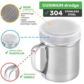CUSINIUM shaker shows twist-off lids for easy refills.