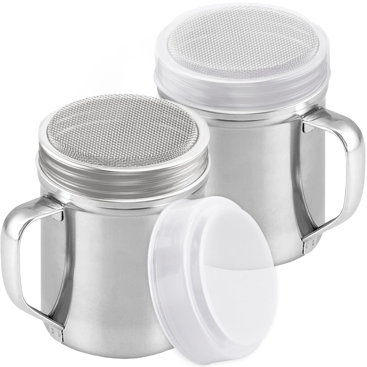 CUSINIUM powdered sugar shaker with two dredges and handles for precise kitchen dusting.