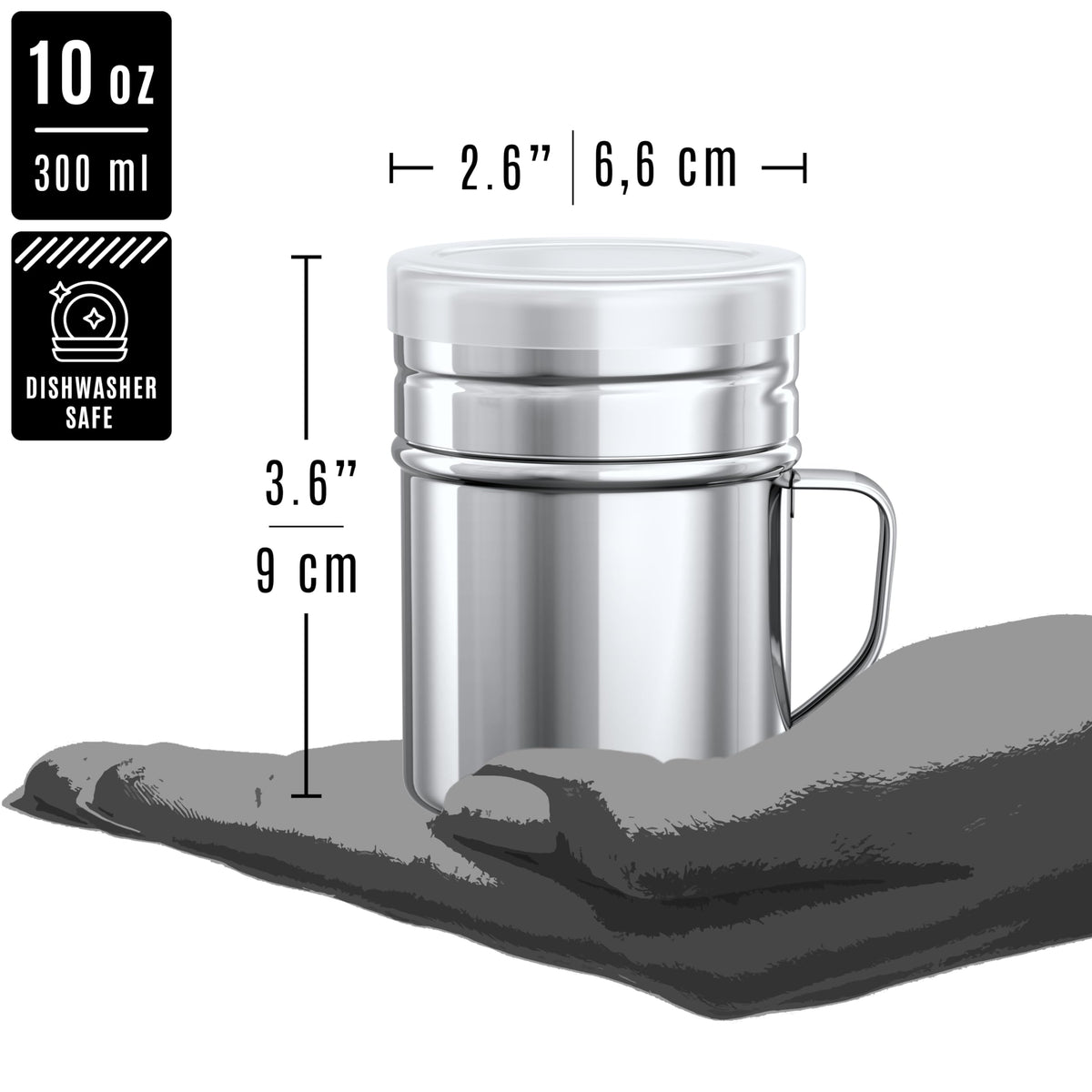 CUSINIUM salt pepper dredge plastic cap protects against moisture