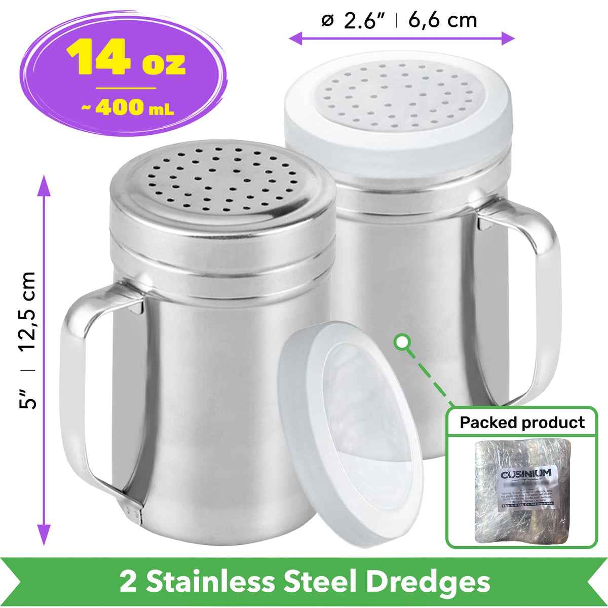 CUSINIUM spice dredge with lids for moisture protection during use