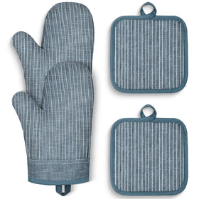 CUSIRA blue oven mitts with silicone grip for safe heat handling