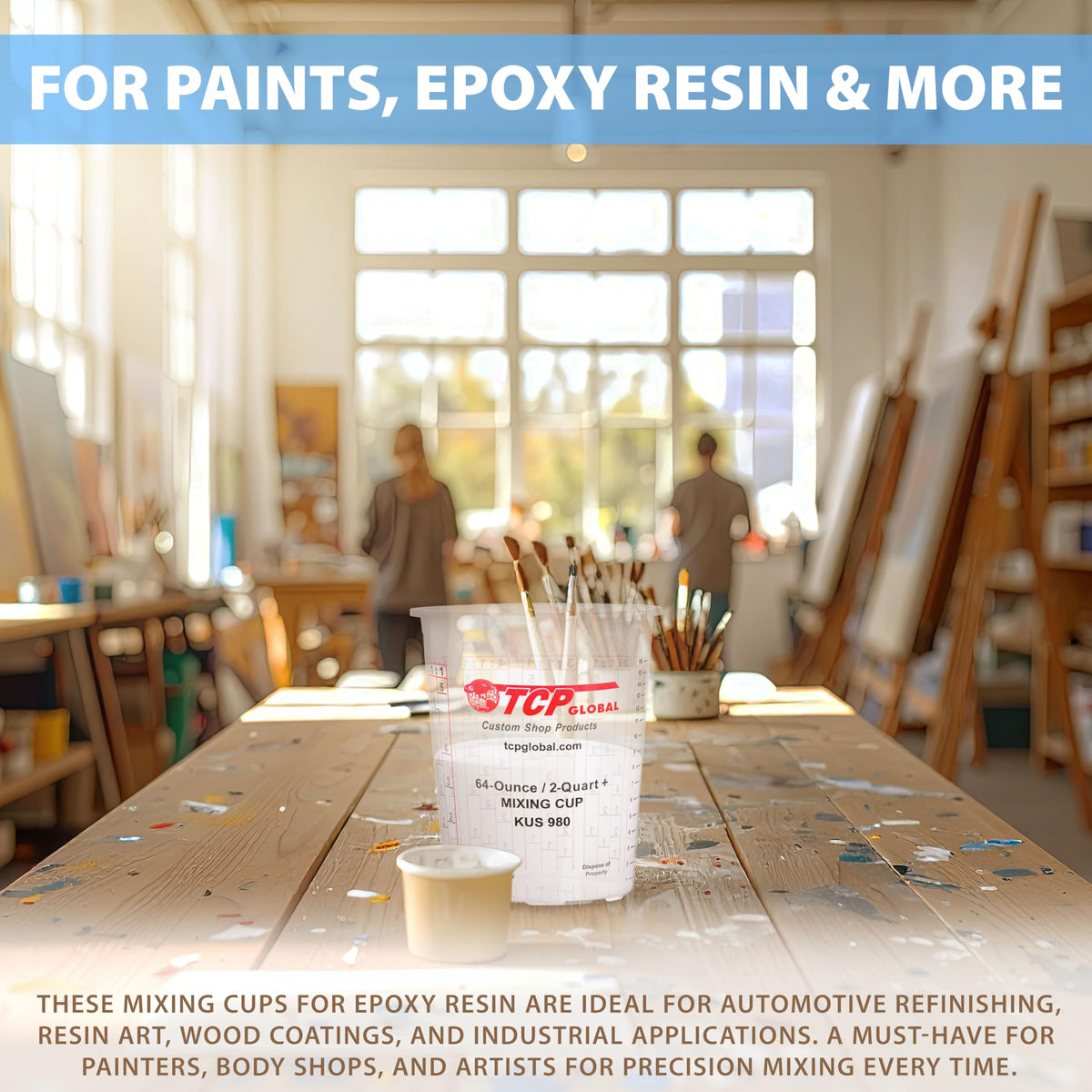 Custom Shop automotive paint cups suited for auto body shop workflows.
