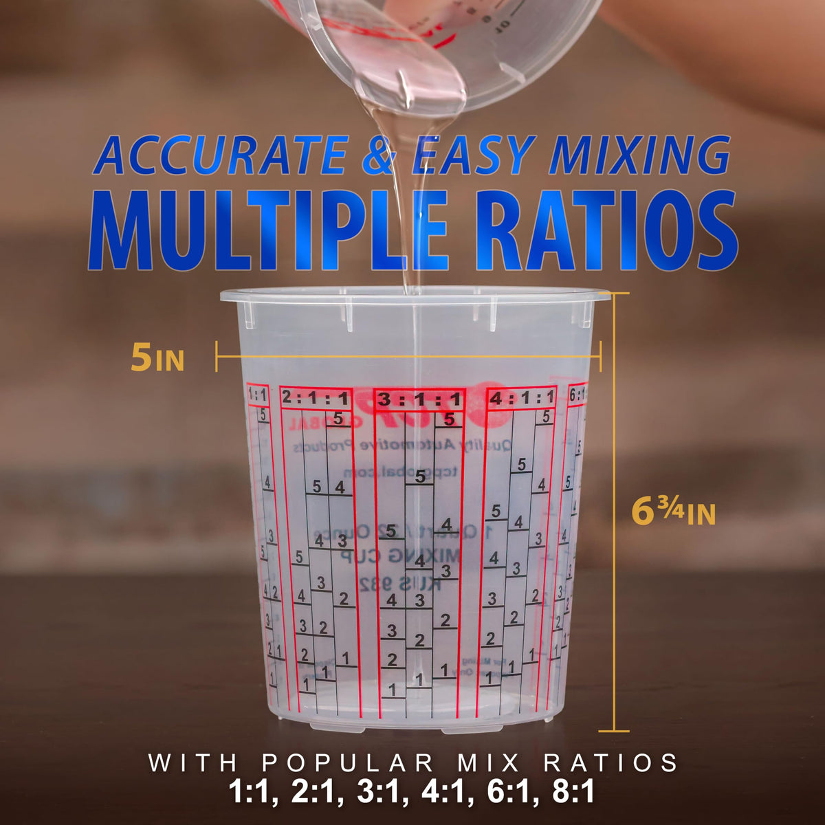Custom Shop 1-1 ratio cup for accurate epoxy and paint mixing
