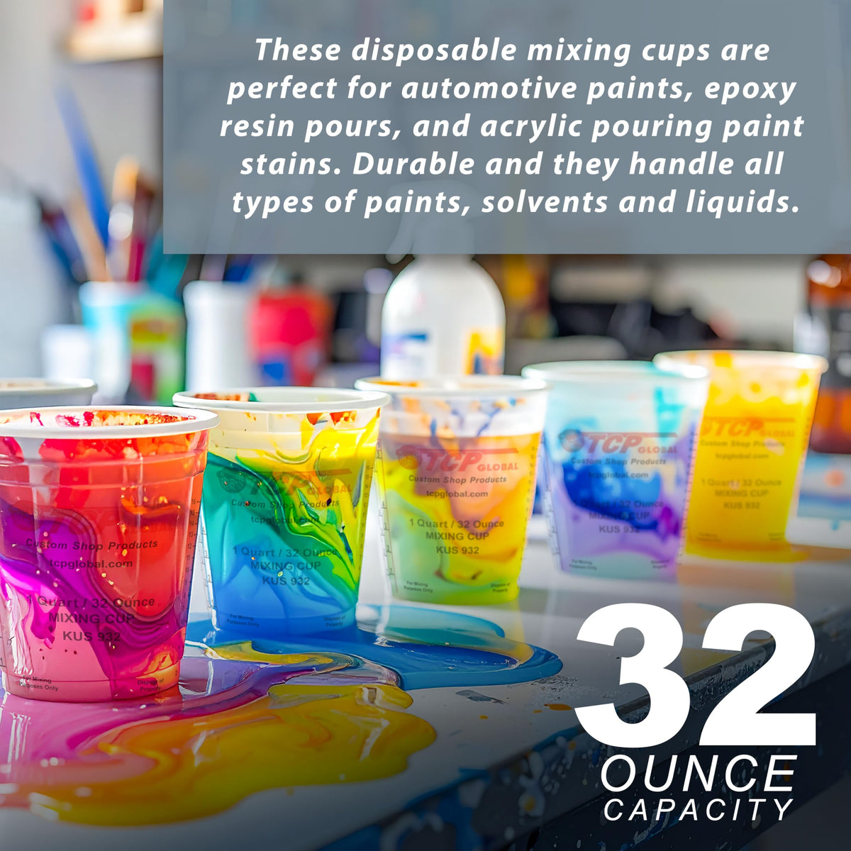 Custom Shop cups with lids for sealing storage between projects