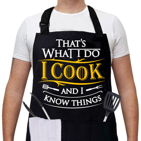 Cusugbaso cooking apron for men with three pockets and adjustable neck for comfort