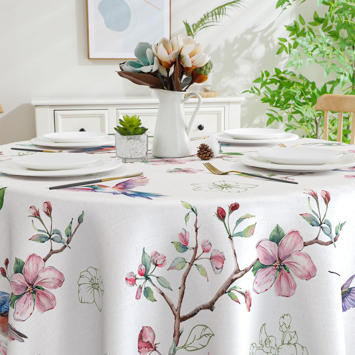 Cusugbaso outdoor party setting with spring decor and versatile coverage