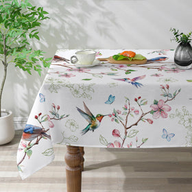 Cusugbaso Spring Tablecloth with bird floral pattern elevates dining ambience.